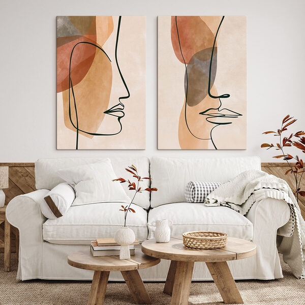 - Abstract profiles in soft hues