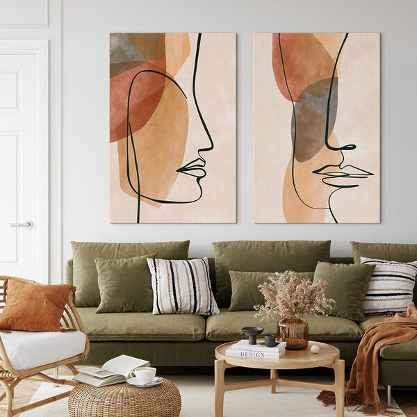 - Abstract profiles in soft hues