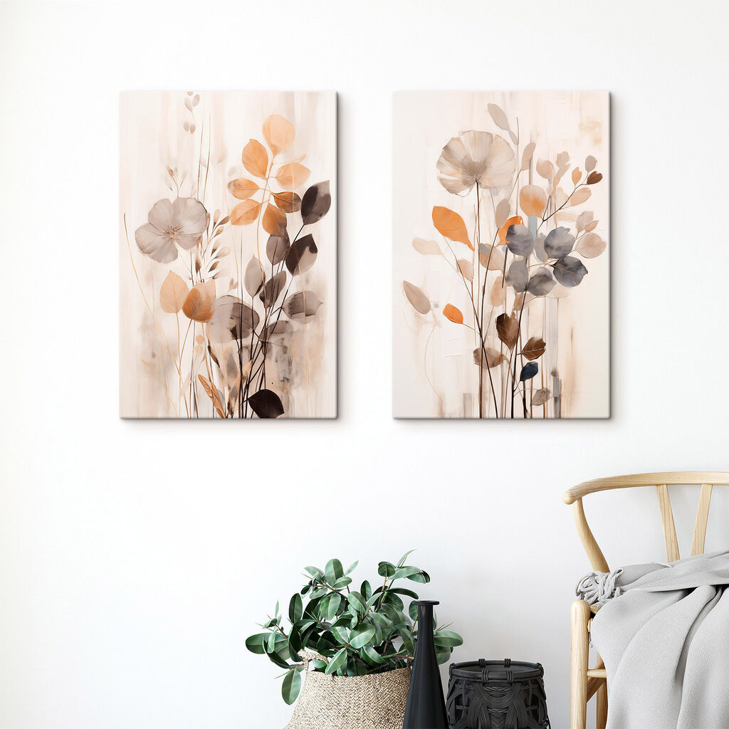 Painting of flowers and leaves