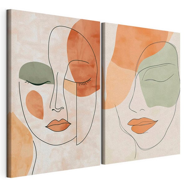 Impression sur toile modulaire Deux images du visage d'une femme