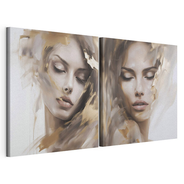 Impression sur toile modulaire Une beauté éthérée aux teintes douces