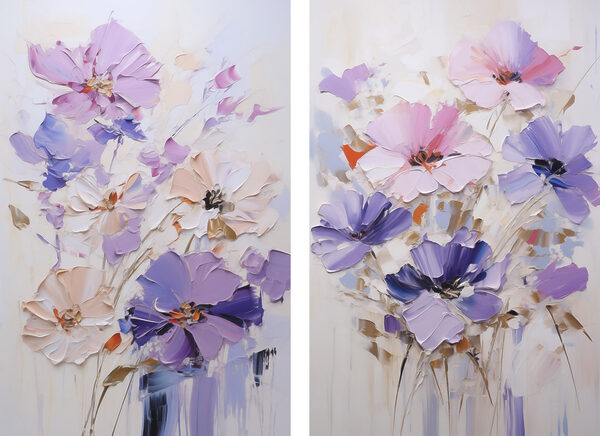 Painting of flowers on canvas
