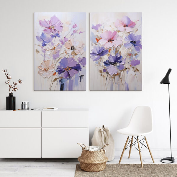 Painting of flowers on canvas