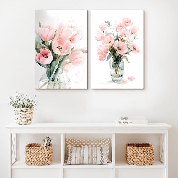 Couple of pink flowers in a vase