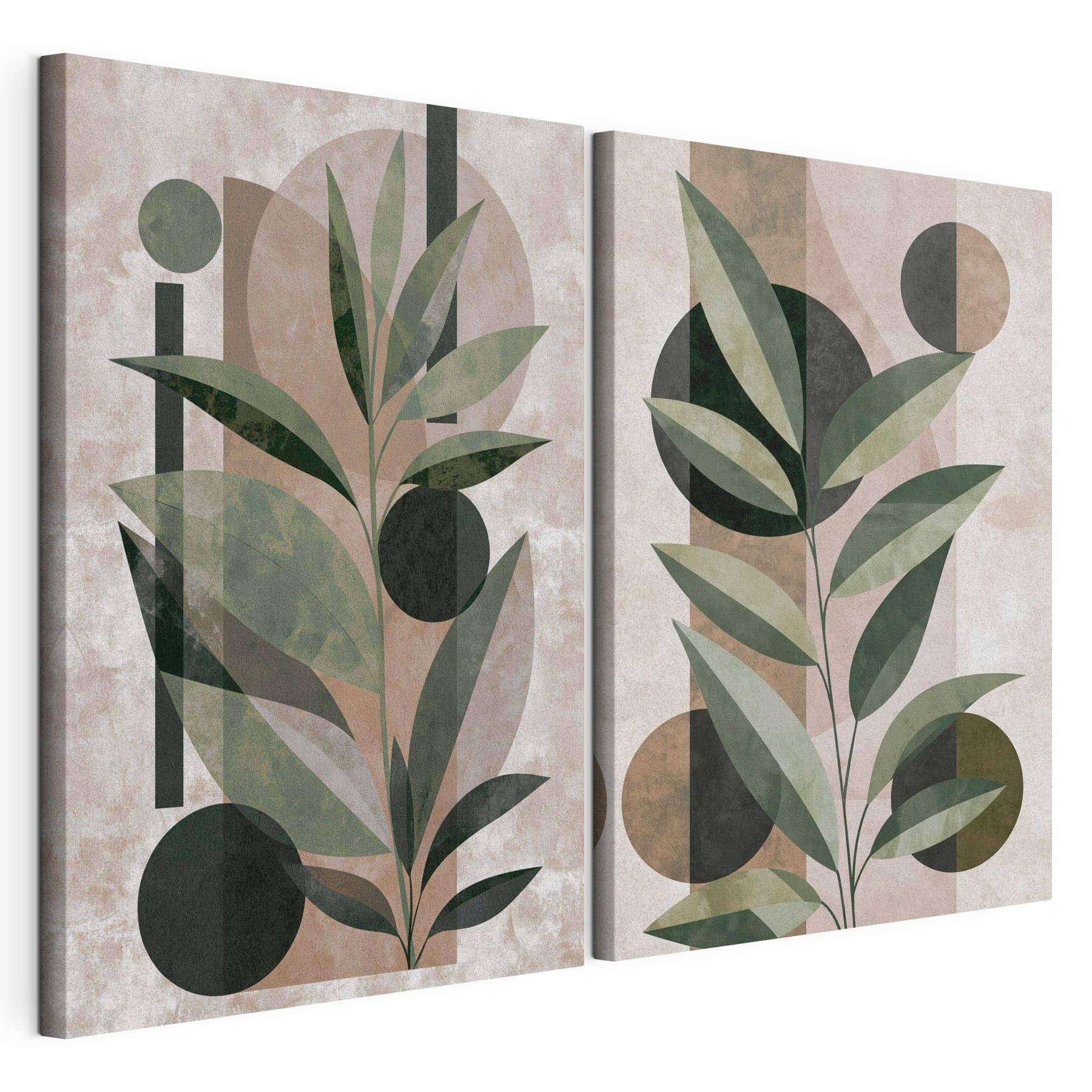 - Elegant leaves entwined with geometric shapes