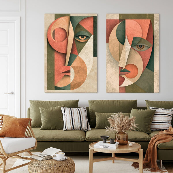 Couple of faces with different colors
