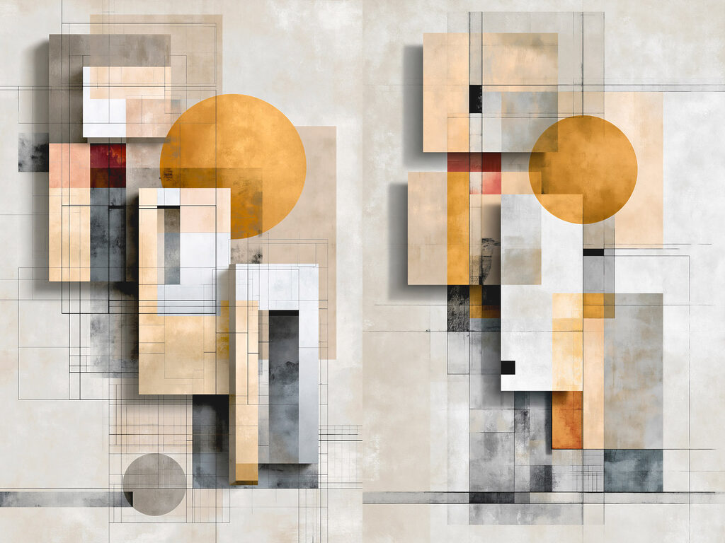 Painting of geometric shapes and circles