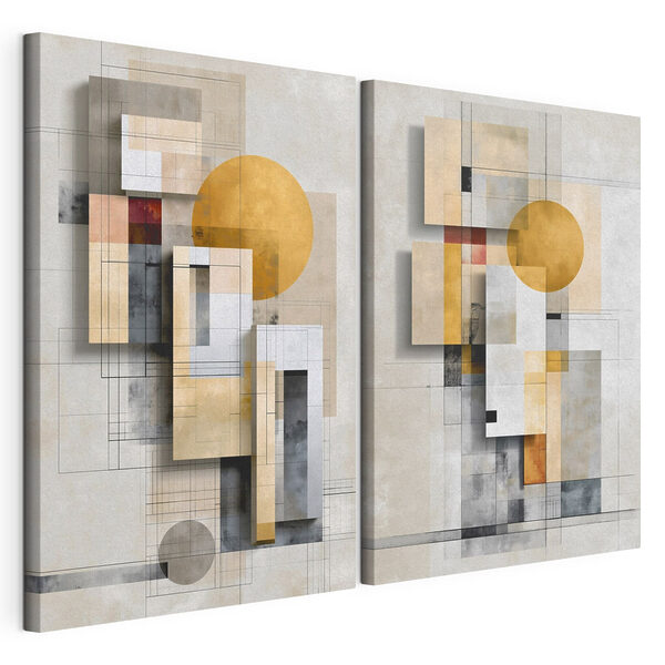Impression sur toile modulaire Peinture de formes géométriques et de cercles