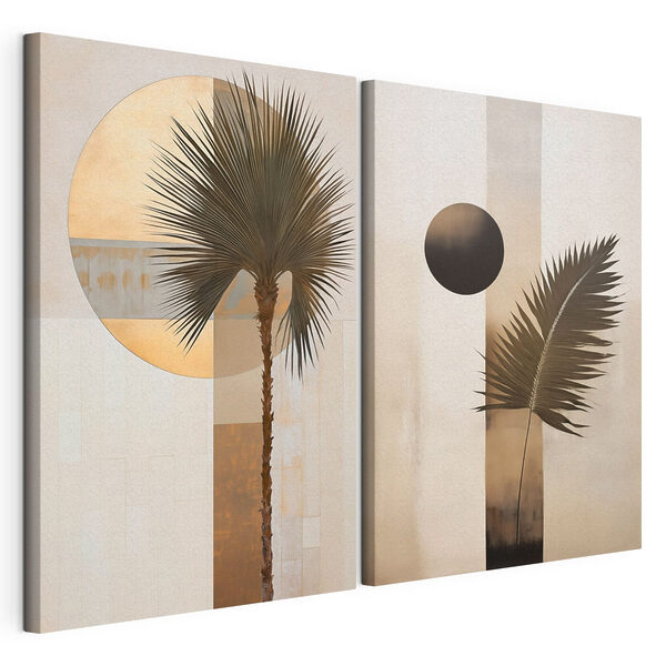 Impression sur toile modulaire - Abstraction artistique d'inspiration tropicale dans des tons neutres