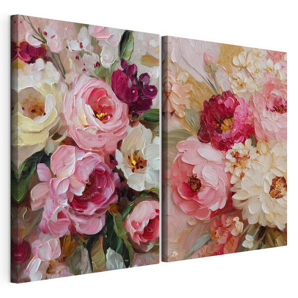 Impression sur toile modulaire Des fleurs aux teintes vives et délicates