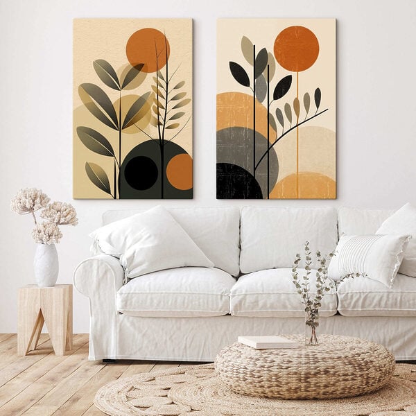 Two images of plants and circles