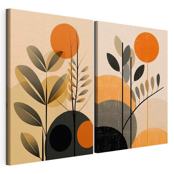 Two images of plants and circles
