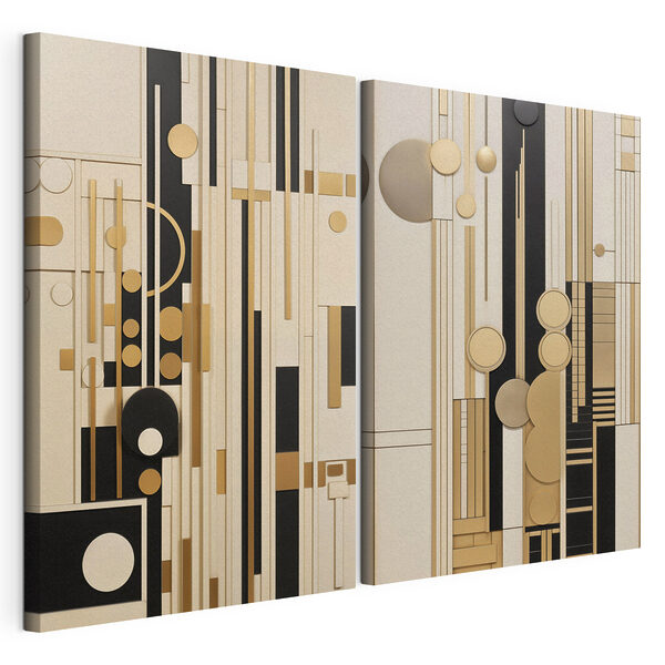 Impression sur toile modulaire Collage artistique composé de formes et de couleurs variées