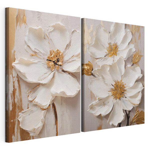 Impression sur toile modulaire Des fleurs délicates aux teintes douces