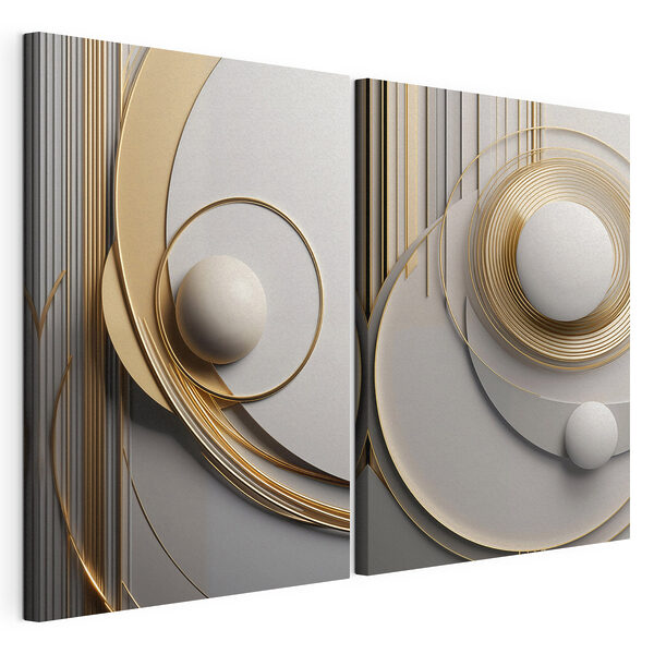 Impression sur toile modulaire Des courbes et des sphères élégantes en parfaite harmonie