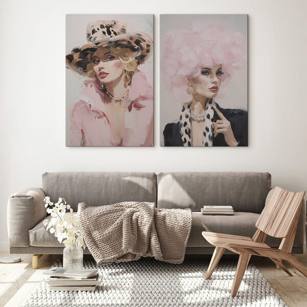 Collage of a woman with a pink hat
