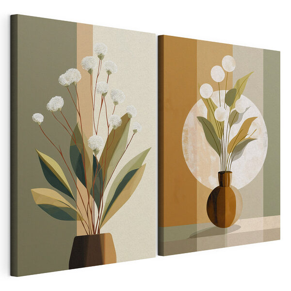 Impression sur toile modulaire Peinture représentant des fleurs dans un vase
