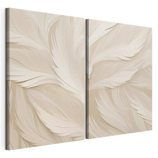 Impression sur toile modulaire Motif de plumes blanches sur un fond blanc