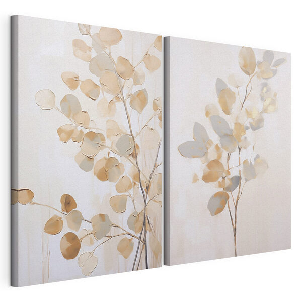 Impression sur toile modulaire Peinture représentant un arbre avec des feuilles