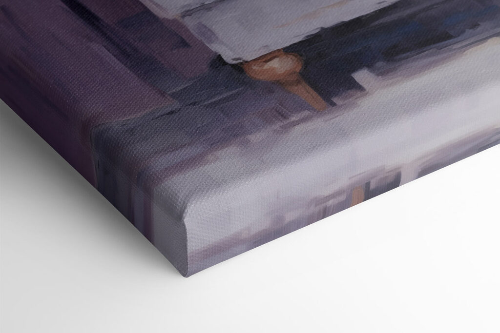 Painting of a dog sitting on a chair