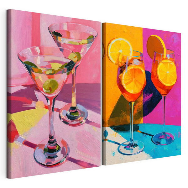 Impression sur toile modulaire Peinture représentant deux verres à martini