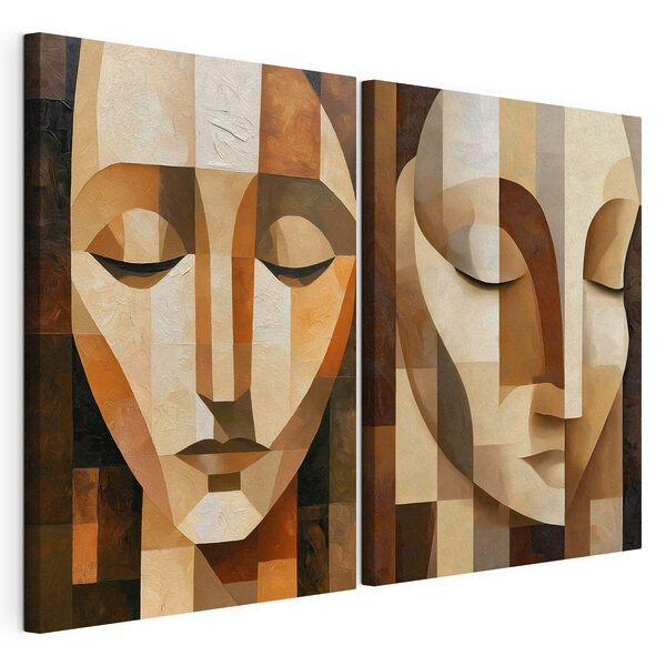 Impression sur toile modulaire Visages silencieux dans une harmonie abstraite