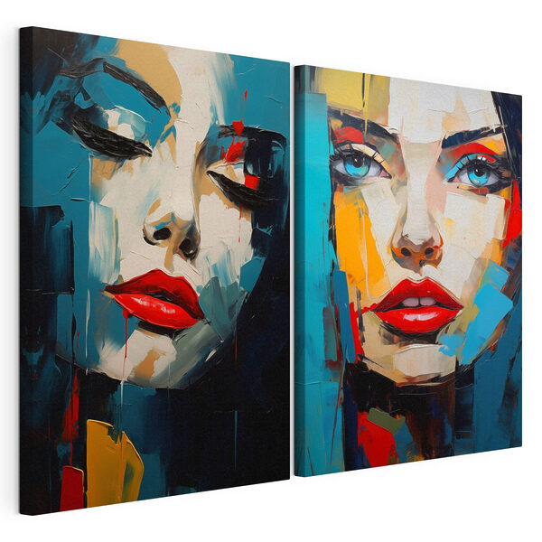 Impression sur toile modulaire Collage représentant le visage d'une femme