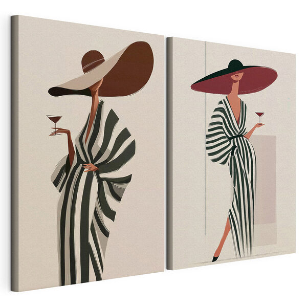 Impression sur toile modulaire Une femme avec un chapeau