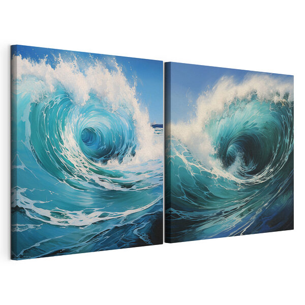 Impression sur toile modulaire Collage représentant une vague