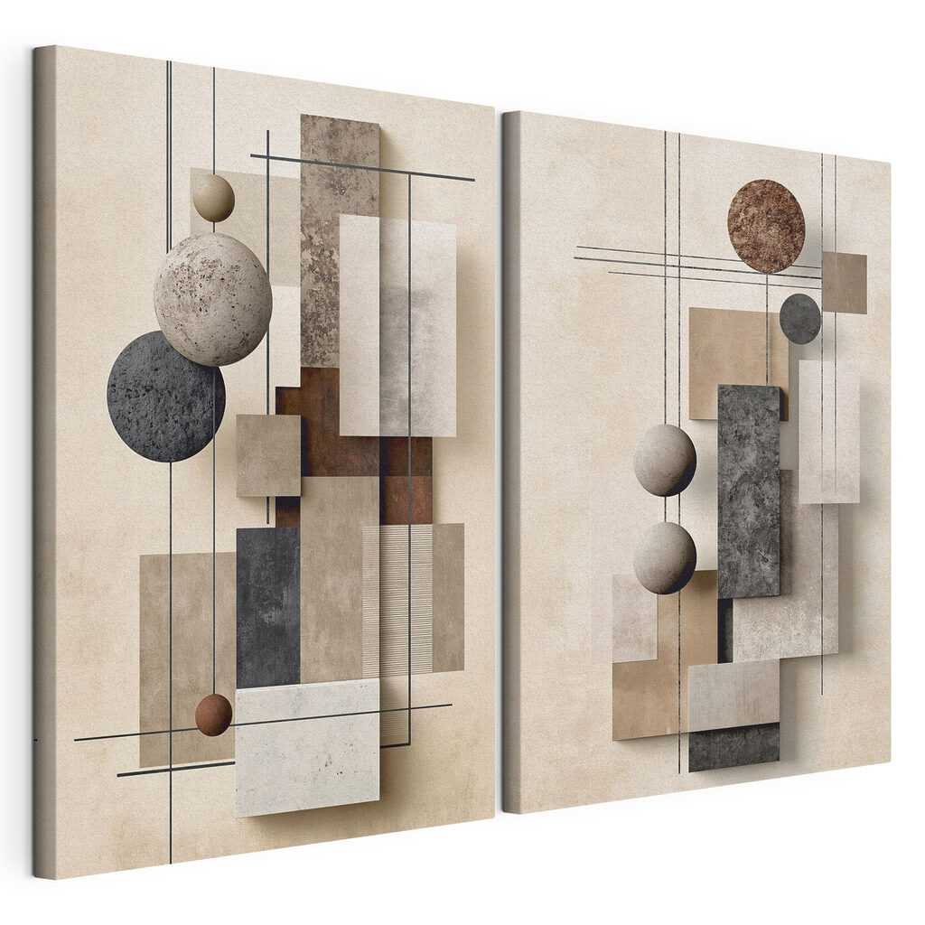 Collage of art with different shapes and colors