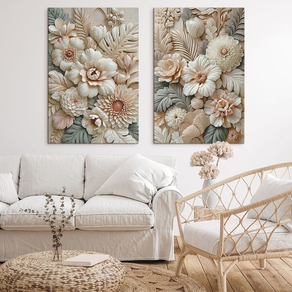 Collage of flowers and leaves