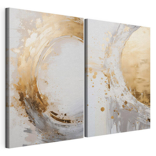 Impression sur toile modulaire Tourbillons dynamiques dans des tons clairs