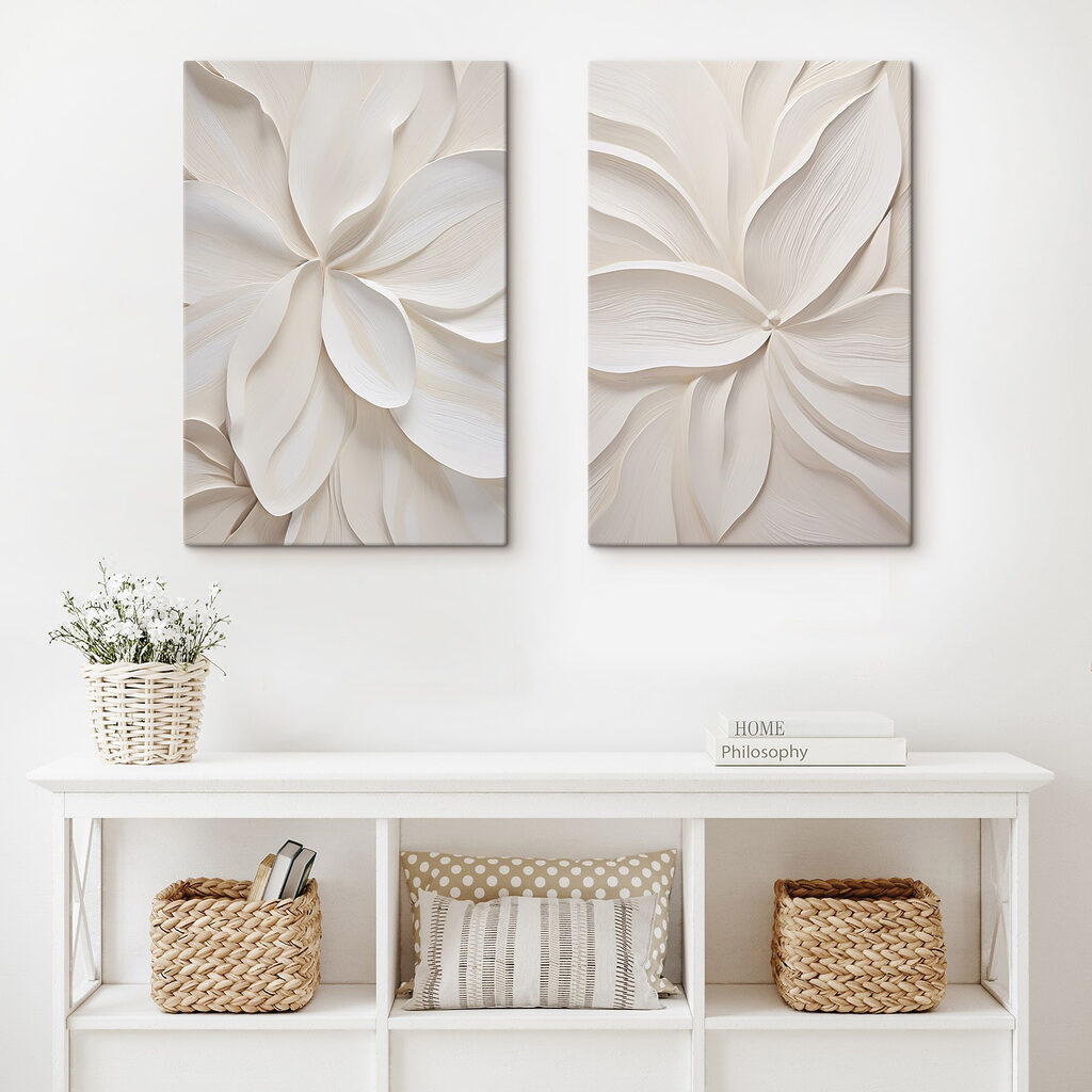 Collage of white paper flowers