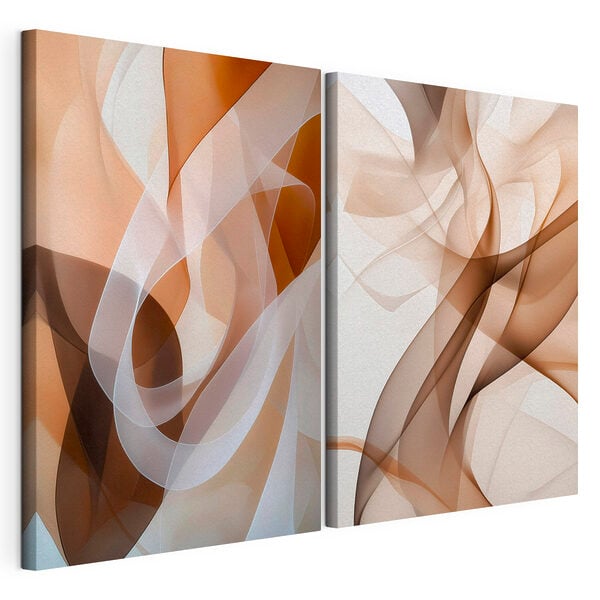 Impression sur toile modulaire Des formes fluides dans des tons terreux