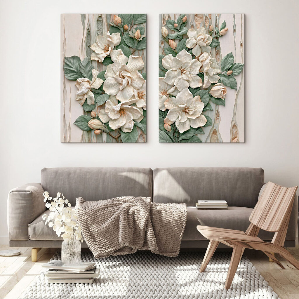 Collage of flowers and leaves