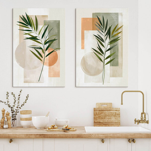Painting of leaves and squares