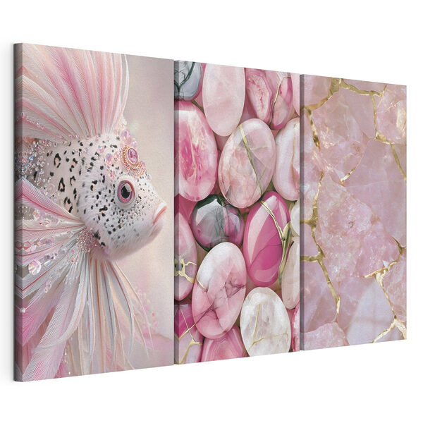 Impression sur toile modulaire Collage de pierres roses et blanches