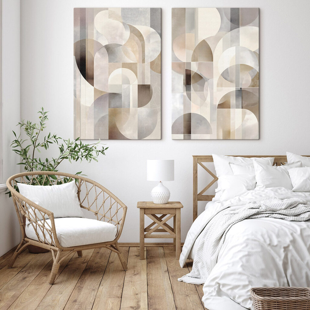 - Curves and shapes in soft tones