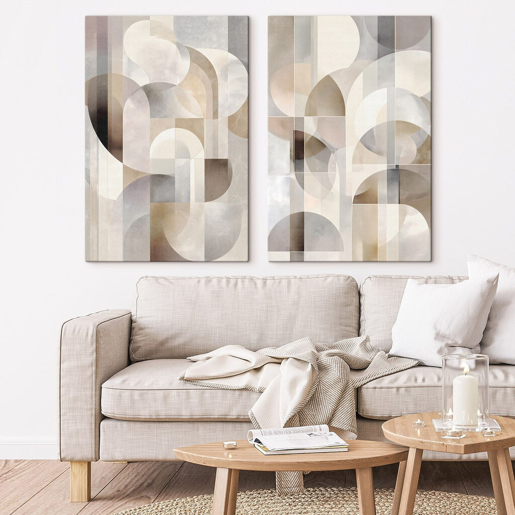 - Curves and shapes in soft tones