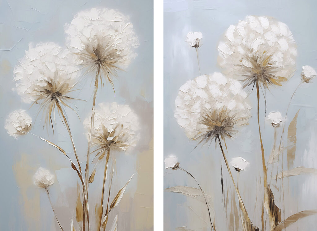 Painting of flowers on a blue background