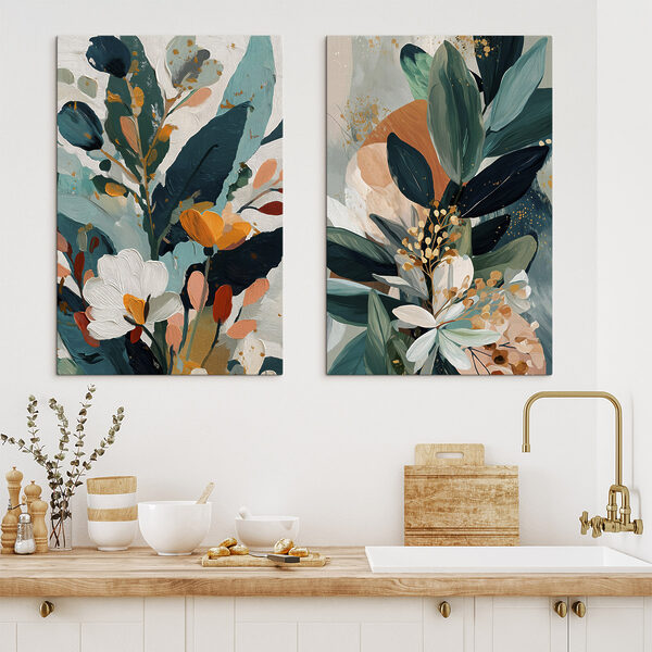 Painting of flowers and leaves
