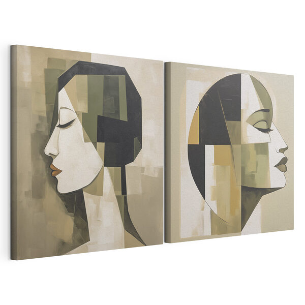 Impression sur toile modulaire Deux tableaux représentant la tête d'une personne
