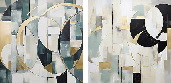 Two paintings of different colors