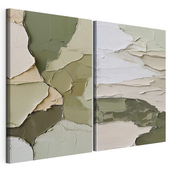 Impression sur toile modulaire Des teintes apaisantes dans une composition en superposition
