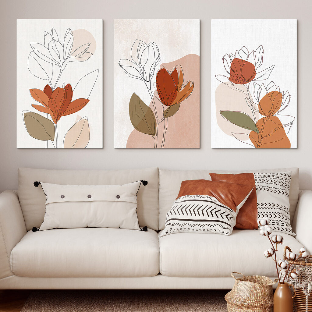Drawing of flowers with leaves