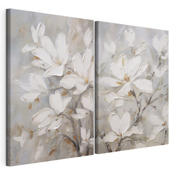Painting of flowers on canvas