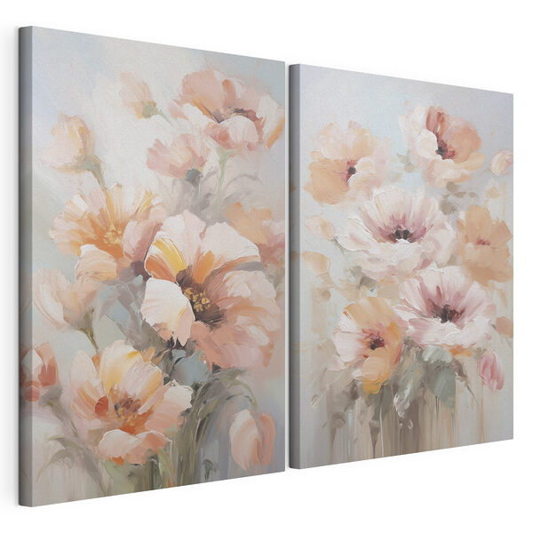 Painting of flowers on a blue background