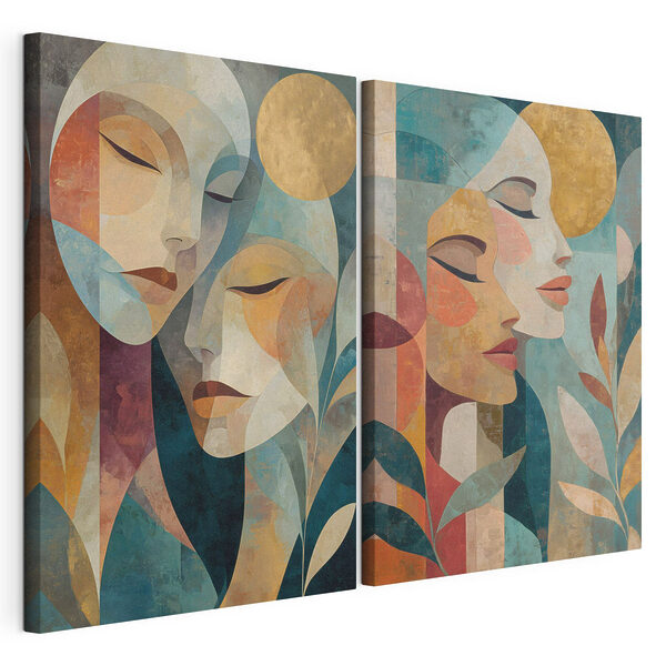 Impression sur toile modulaire Collage représentant le visage d'une femme