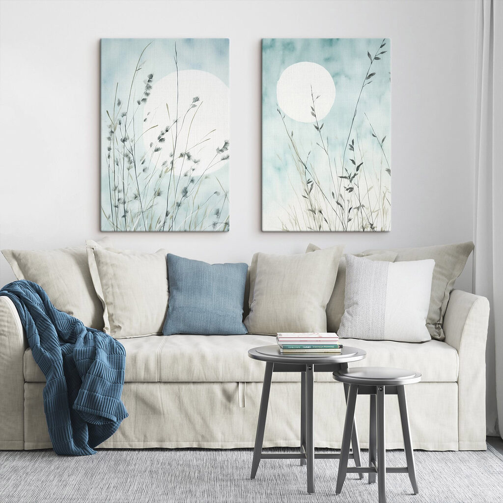 Painting of grass and sun