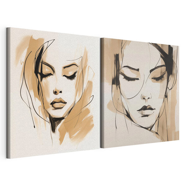 Impression sur toile modulaire Dessin représentant le visage d'une femme